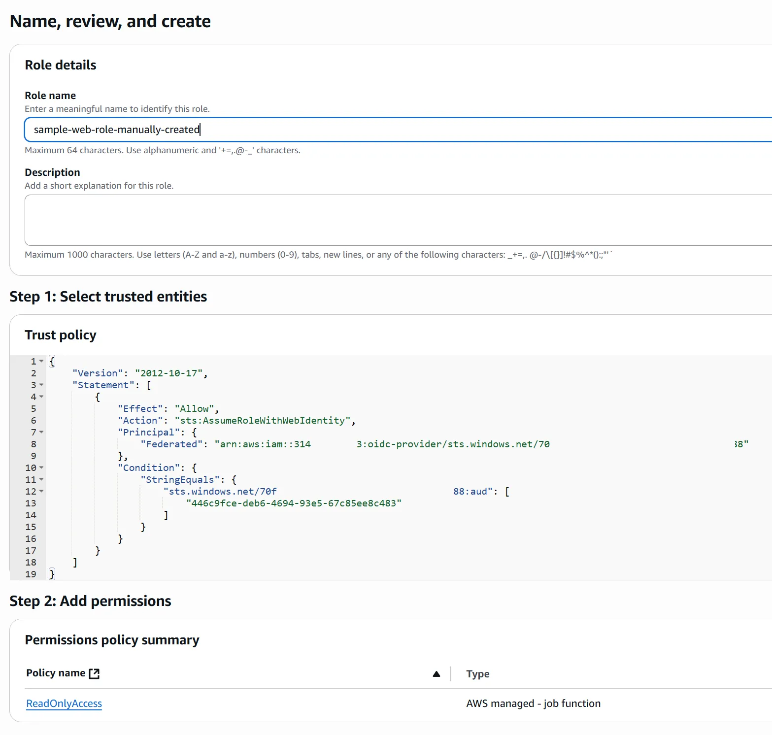 AWS IAM Web Identity Role Trust Policy