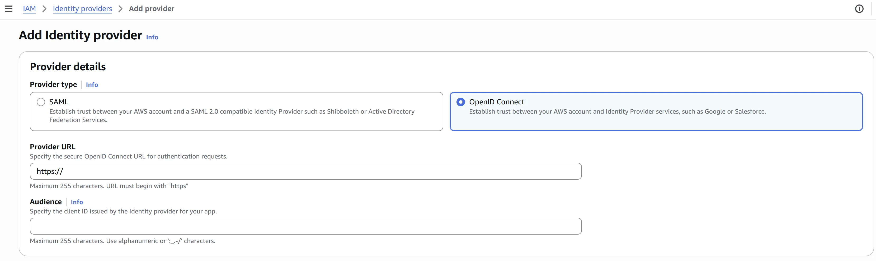 Create AWS IAM Provider